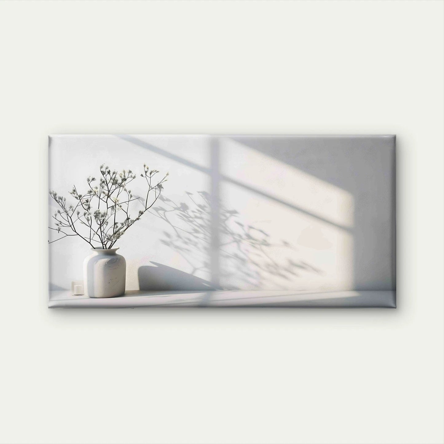 White Flower Vase On Table Wall Art Canvas Office Home Room Framed 120x60cm
