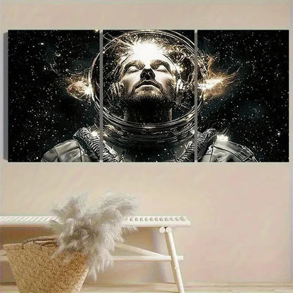3pcs Astronaut with Cosmic Energy Portrait Wall Art Canvas Unframed - High Quality Print 100% Australian Made Wall Canvas - Bella Home Decor