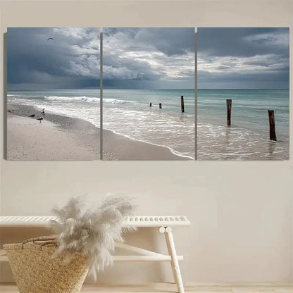 3pcs Nautical Beach Ocean Modern Art Wall Art Set Canvas Framed 50x70cm - High Quality Print 100% Australian Made Wall Canvas Ready to Hang