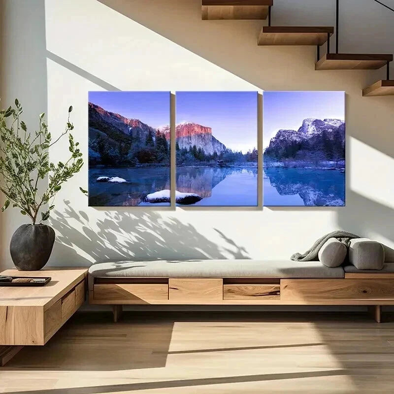 3pcs Magnificent Natural Landscape Art Mountain Wall Art Set Canvas Framed 50x70cm - High Quality Print 100% Australian Made Wall Canvas Ready to Hang - Bella Home Decor
