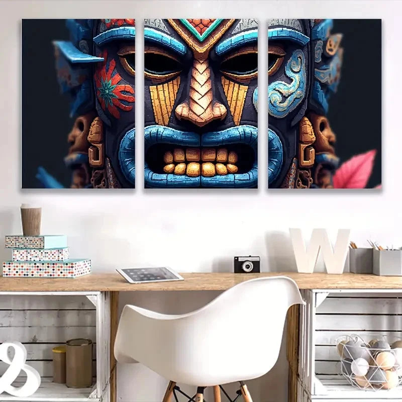 3pcs Mystery Mask Painting  Wall Art Set Canvas Framed 60x90cm - High Quality Print 100% Australian Made Wall Canvas Ready to Hang - Bella Home Decor