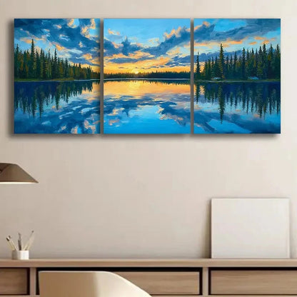 3pcs Luxurious Lakes of Alaska Scenery Metal Print Ready to Hang Art
