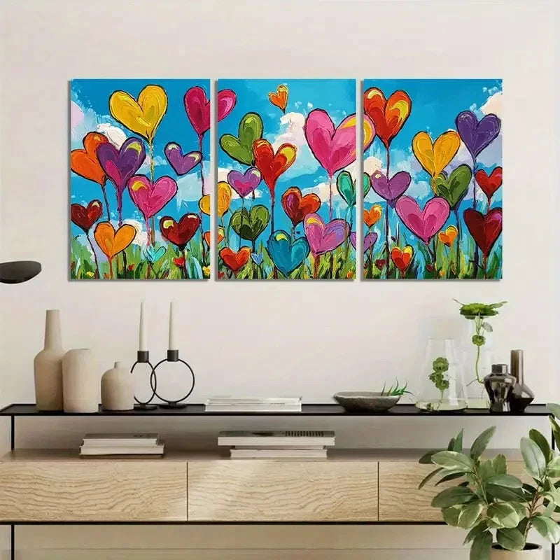 3pcs Countless Hearts Paintings And Posters Metal Print Ready to Hang Art - Bella Home Decor