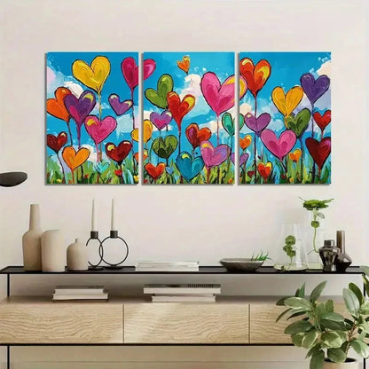 3pcs Countless Hearts Paintings And Posters Metal Print Ready to Hang Art - Bella Home Decor