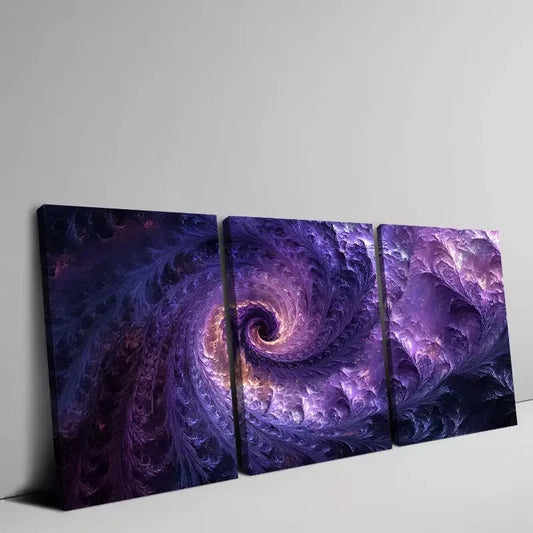 3pcs Purple Shaded Modern Spiral Energy Design Wall Art Set Canvas Framed 50x70cm - High Quality Print 100% Australian Made Wall Canvas Ready to Hang