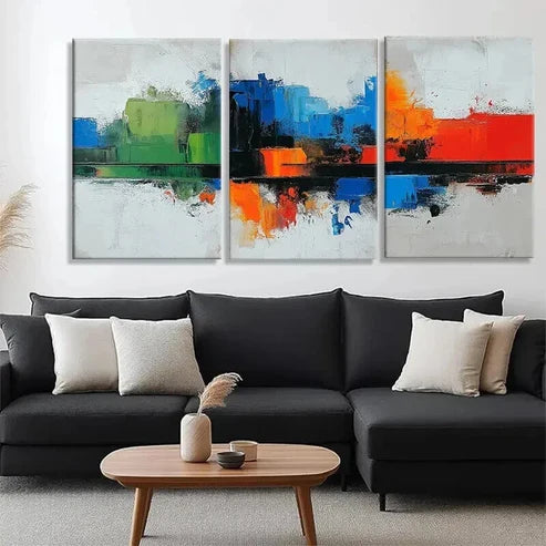 3pcs Modern Geometric Shapes Vibrant Perfect Wall Art Canvas Unframed - High Quality Print 100% Australian Made Wall Canvas