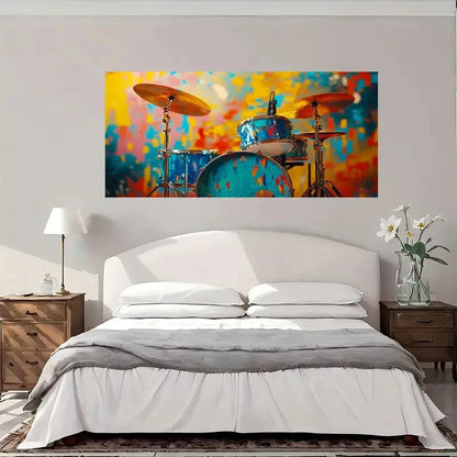 Abstract Colorful Drum Set Wall Art Canvas Office Home Room Framed 120x60cm