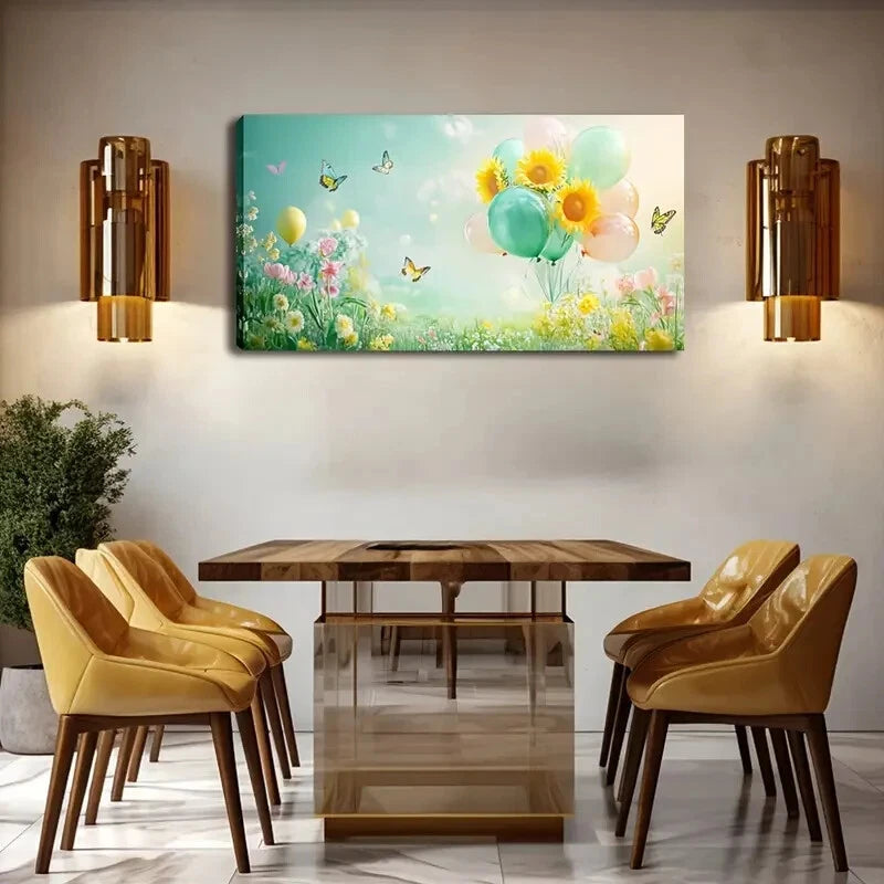 Colorful Balloons Blooming Wall Art Canvas Office Home Room Framed 120x60cm - Bella Home Decor