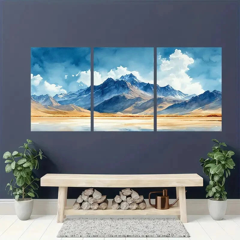 3pcs Colorado Sand Mountain Watercolor Art Metal Print Ready to Hang Art