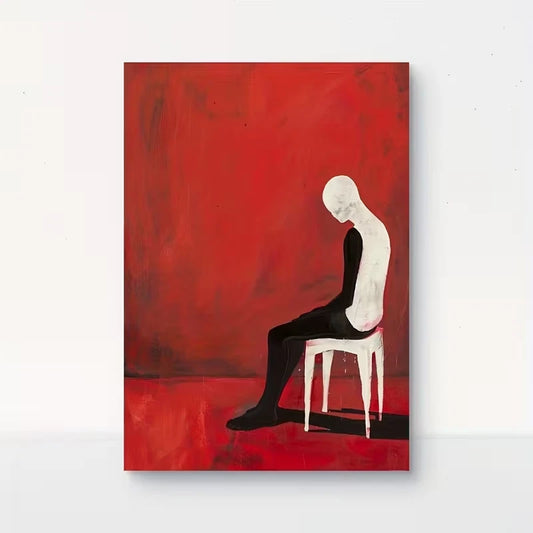 Bold Red & Black White Abstract 60x90cm Metal Print Ready to Hang