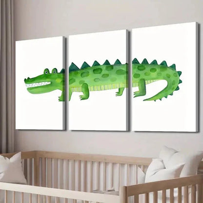 3pcs Watercolor Crocodile Print Decor Wall Art Set Canvas Unframed - High Quality Print 100% Australian Made Wall Canvas