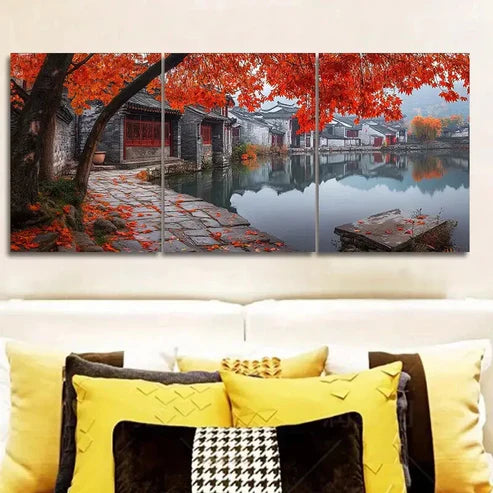 3pcs Jiangnan, ancient town Wall Art Set Canvas Unframed - High Quality Print 100% Australian Made Wall Canvas