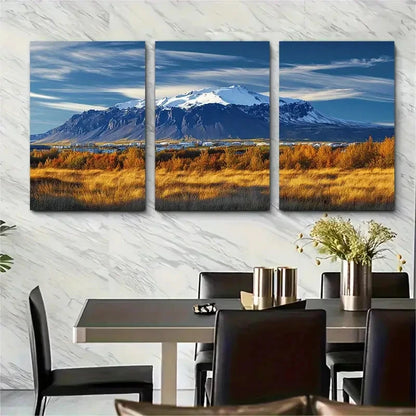 3pcs Icelandic Vibrant Cityscape Stun Perfect Wall Art Set Canvas Framed 60x90cm - High Quality Print 100% Australian Made Wall Canvas Ready to Hang