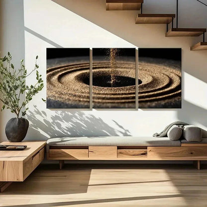3pcs Abstract Golden Spiral Sparkling Texture Metal Print Ready to Hang Art - Bella Home Decor