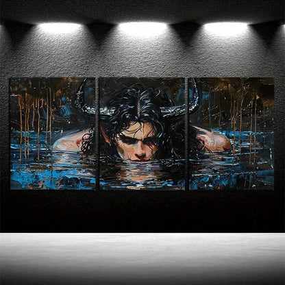 3pcs Mysterious Man in the Water Artistic Touches Metal Print Ready to Hang Art - Bella Home Decor