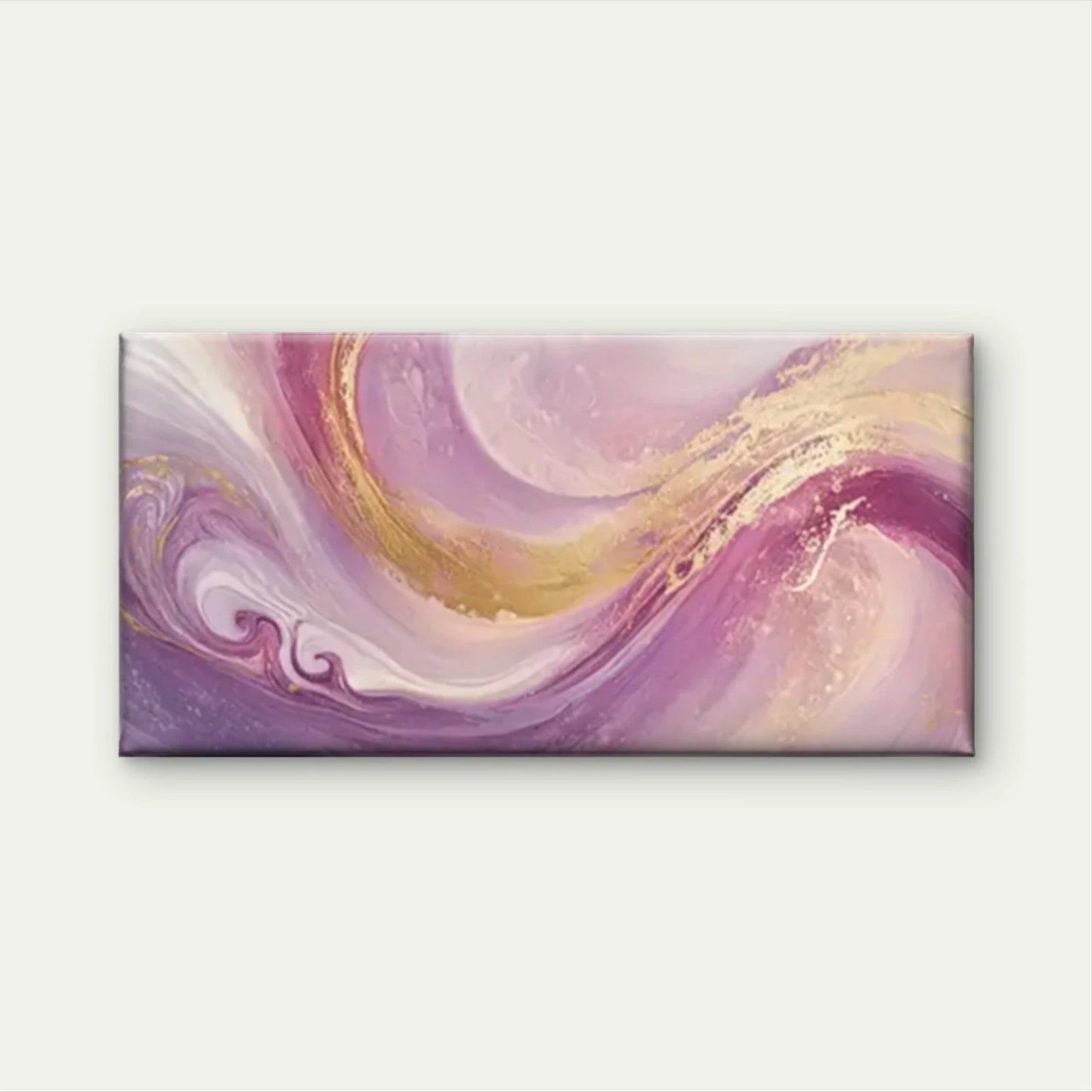Purple Golden Swirls Abstract Wall Art Canvas Office Home Room Framed 120x60cm