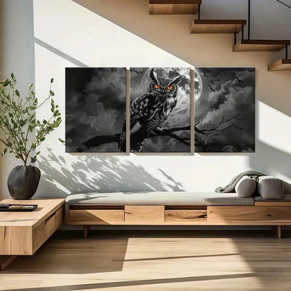 3pcs Owl Moon Night Sky Birds Animal Art Metal Print Ready to Hang Art - Bella Home Decor