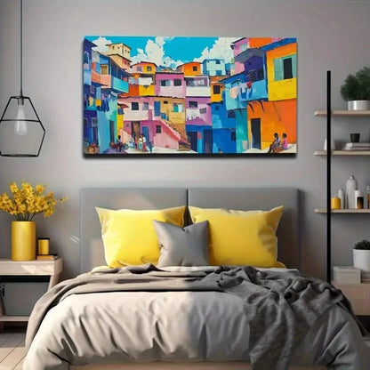 Vibrant Colorful House Deco Wall Art Canvas Office Home Room Framed 120x60cm