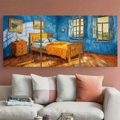 3pcs Vincent van Gogh's The Bedroom Metal Print Ready to Hang Art - Bella Home Decor