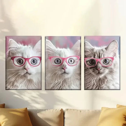 3pcs Pink Glasses Design Wall Art Canvas Unframed – High Quality Print 100% Australian Made Wall Canvas