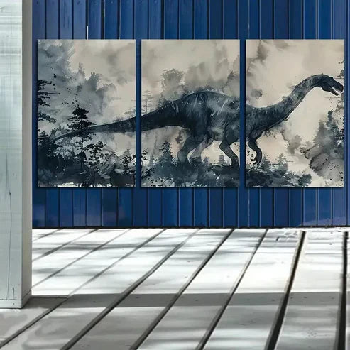3pcs Dinosaur Wall Art Triptych Wall Art Canvas Unframed - High Quality Print 100% Australian Made Wall Canvas - Bella Home Decor