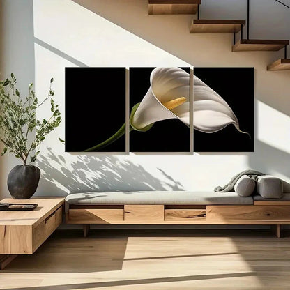 3pcs Set of Elegant White Calla Lily Metal Print Ready to Hang Art - Bella Home Decor
