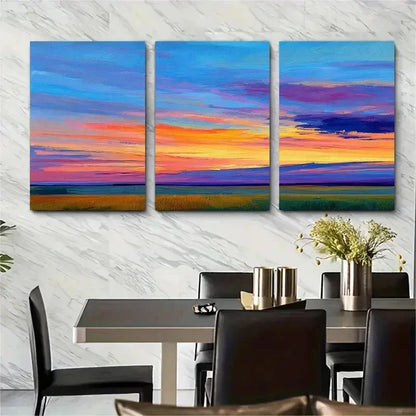 3pcs Vibrant Sky & Field Design Perfect Wall Art Set Canvas Framed 50x70cm - High Quality Print 100% Australian Made Wall Canvas Ready to Hang