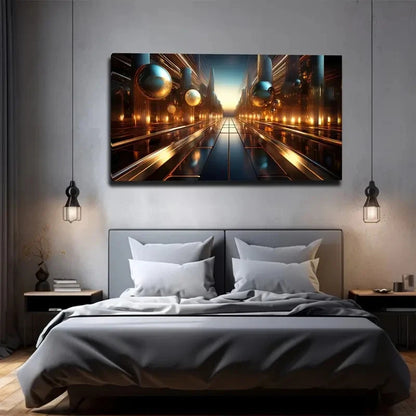 Magic City Abstract Wall Art Canvas Office Home Room Framed 120x60cm