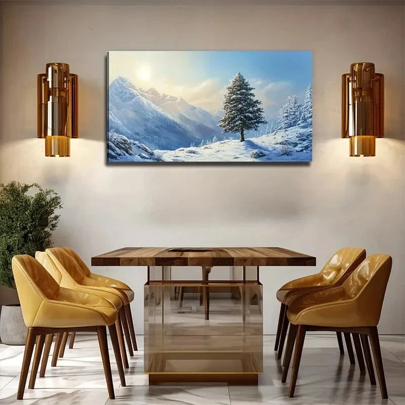 Snowy Mountain Perfect Wall Art Canvas Office Home Room Framed 120x60cm