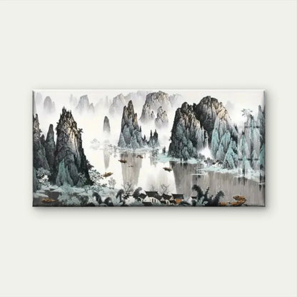 Mountains Trees Black White Wall Art Canvas Office Home Room Framed 120x60cm
