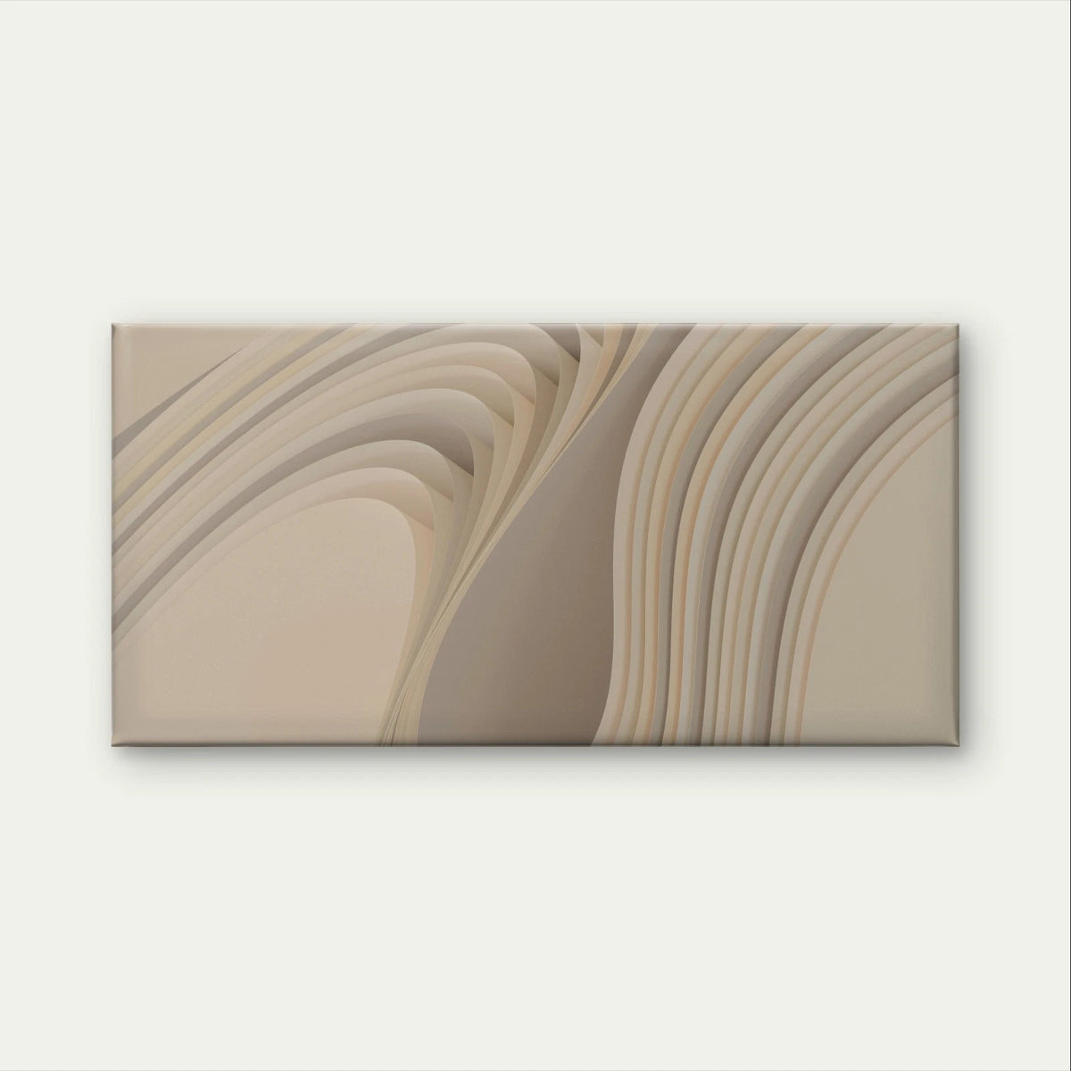 Modern Neutral Abstract Layered Waves Wall Art Canvas Office Home Framed 120x60cm