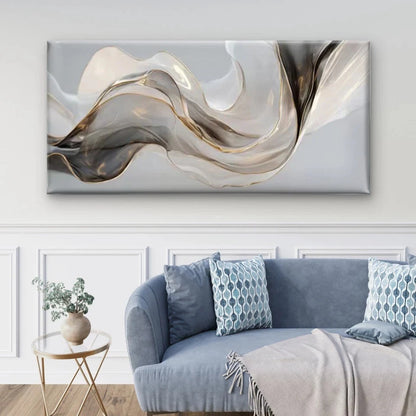 Abstract Metallic Wave Wall Art Canvas Office Home Room Framed 120x60cm