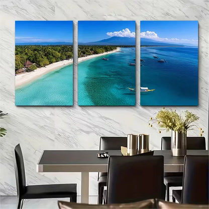 3pcs Gili Meno Indonesia Tropical Landscapes Metal Print Ready to Hang Art - Bella Home Decor