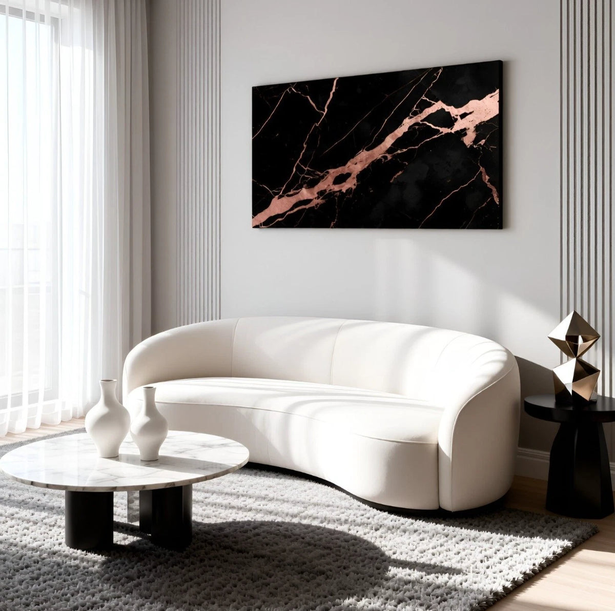 Black and Gold Marble Luxury Wall Art Canvas Office Home Framed 120x60cm