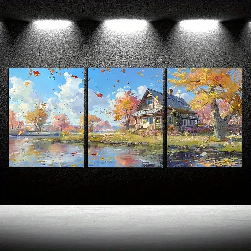 3pcs Small Boat By The Farmhouse Metal Print Ready to Hang Art - Bella Home Decor