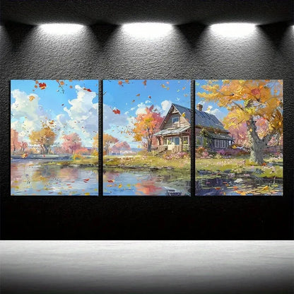 3pcs Small Boat By The Farmhouse Metal Print Ready to Hang Art - Bella Home Decor