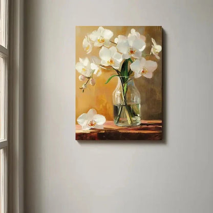 Beautiful Elegant White Orchids Painting 60x90cm Metal Print Ready to Hang
