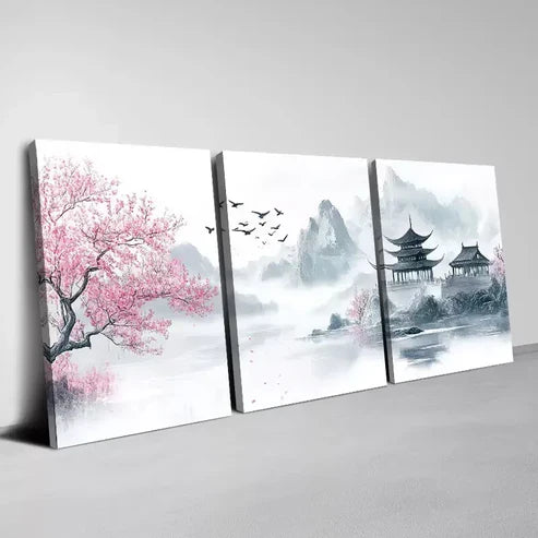 3pcs Colorful Landscape Serene Lake Painting Wall Art Canvas Unframed - High Quality Print 100% Australian Made Wall Canvas