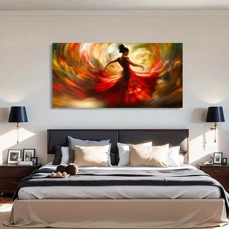 Vibrant Red Dress Motion Blur Wall Art Canvas Office Home Room Framed 120x60cm - Bella Home Decor