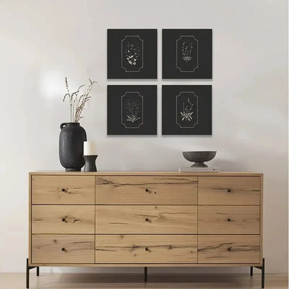 4pcs Vintage Farmhouse, French Country, Rustic, Bo Wall Art Canvas Framed