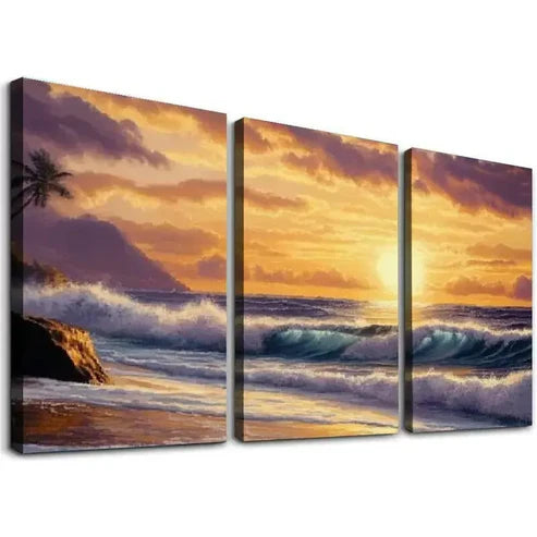 3pcs White Flower Graffiti on a Brown Backdrop Art Set Canvas Unframed - High Quality Print 100% Australian Made Wall Canvas