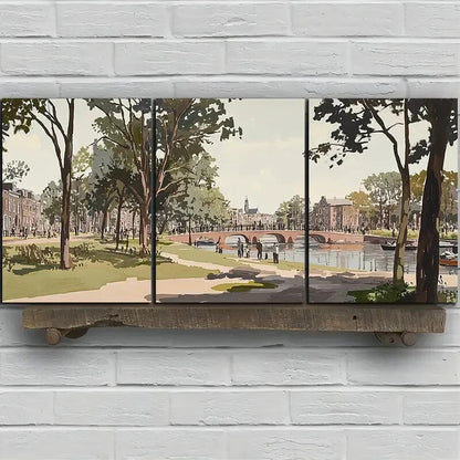 3pcs Bridges And Scenery on The Water Surface Metal Print Ready to Hang Art - Bella Home Decor
