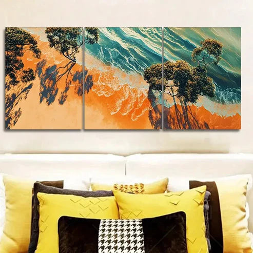 3pcs Aerial view of the sand Wall Art Set Canvas Unframed - High Quality Print 100% Australian Made Wall Canvas - Bella Home Decor