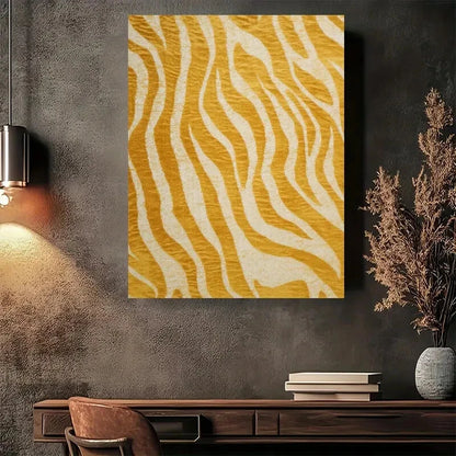 Beautiful Yellow Zebra Stripes Vintage Painting 40x60cm Metal Print Ready to Hang - Bella Home Decor