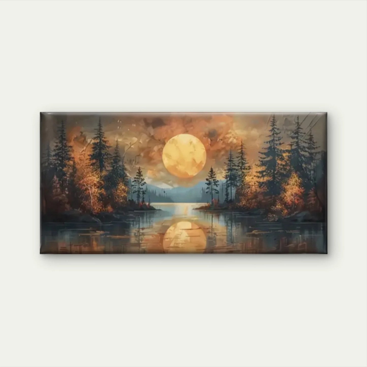 Lake Moon Forest Wall Art Canvas Office Home Room Framed 120x60cm