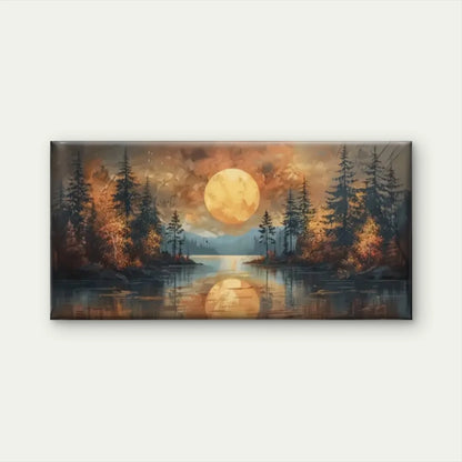 Lake Moon Forest Wall Art Canvas Office Home Room Framed 120x60cm