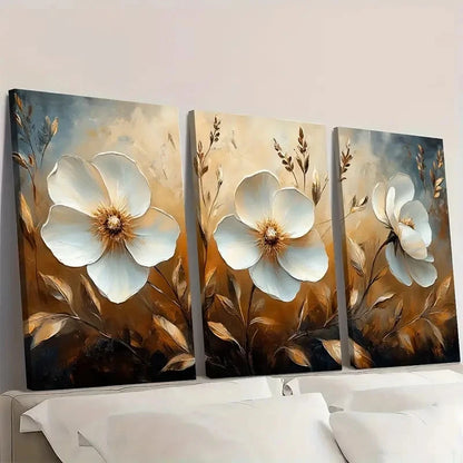 3pcs White Brittlebrush Flower BF     Wall Art Set Canvas Framed 60x90cm - High Quality Print 100% Australian Made Wall Canvas Ready to Hang