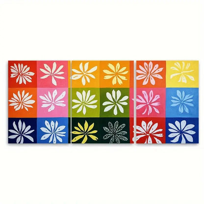3pcs Abstract Floral Designs in Pink Blue Green Wall Art Set Canvas Framed 40x60cm - High Quality Print 100% Australian Made Wall Canvas Ready to Hang - Bella Home Decor
