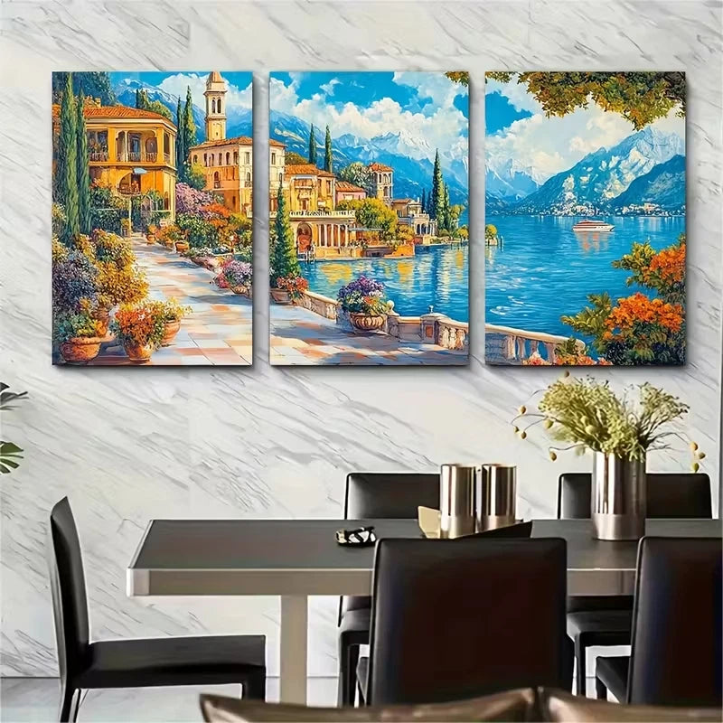 3pcs Bellagio Travel Print Metal Print Ready to Hang Art - Bella Home Decor