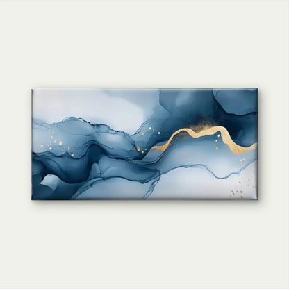 Blue Golden Abstract Painting Wall Art Canvas Office Home Room Framed 120x60cm